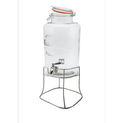 Słój szklany na lemoniady 8L z metalowym  kranikiem i podstawką